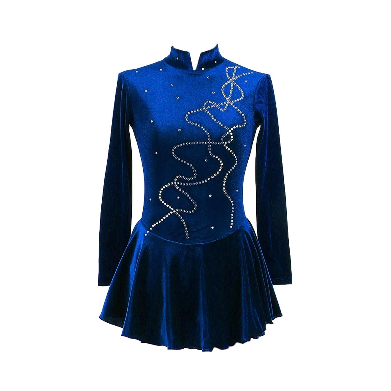 Robe De Patinage Artistique À Manches Longues For Filles, Tenue De Compétition, Robe De Patinage Sur Glace Faite Main For Femmes, Tenue De Performance