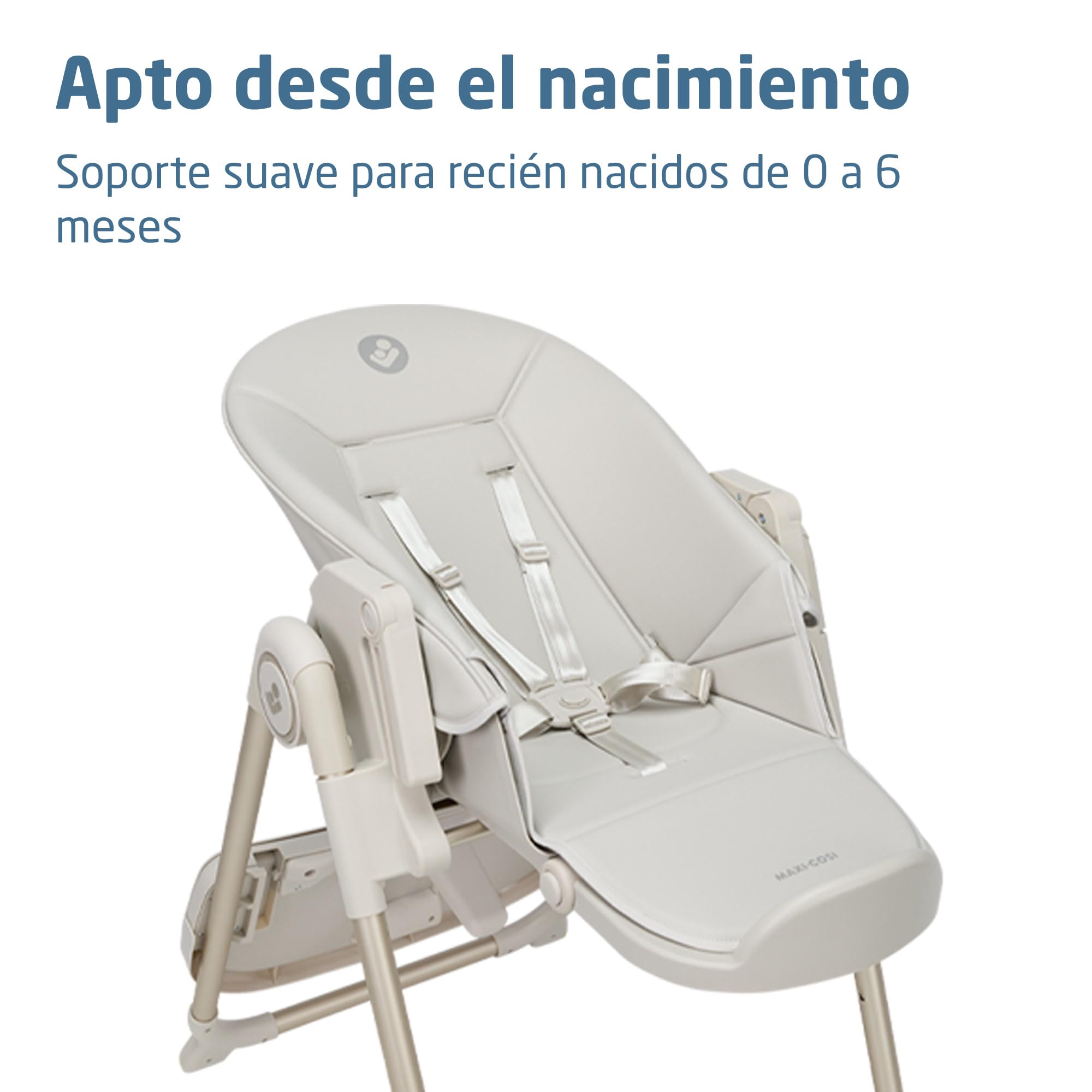 Maxi-Cosi Ava2 Trona de bebé, 0-3 años (máx. 15 kg), Trona bebé plegable y compacta, Ligera (9,45 kg), 5 ajustes de reclinado/6 de altura, Bandeja extraíble con una mano, 2 ruedas, Elegance Beige