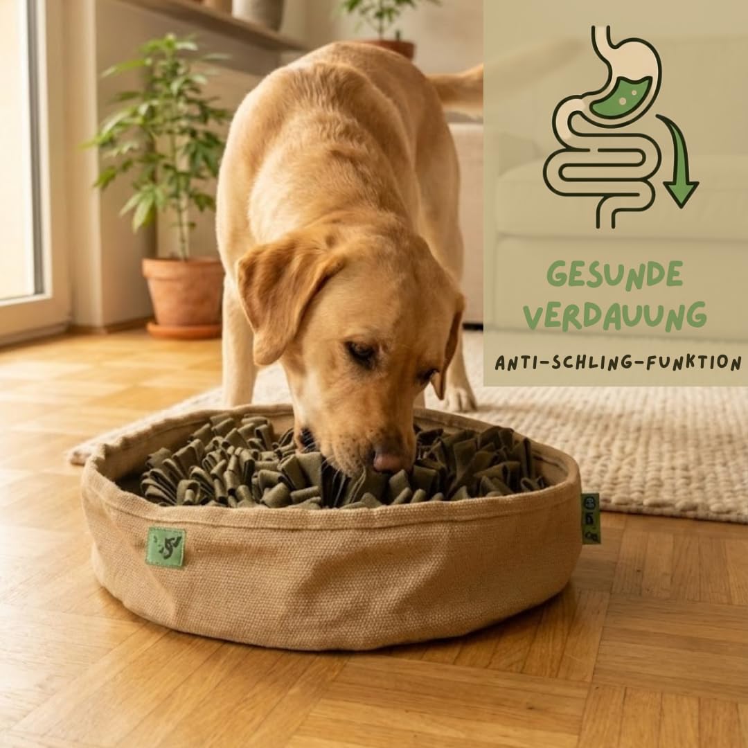 Hanf Schnüffelteppich für Hunde | 100% pflanzlich (82% Hanf, 18% Baumwolle) | Nachhaltig, robust & hochwertig | Nasenarbeit, Stressabbau & Intelligenzspielzeug für Hunde
