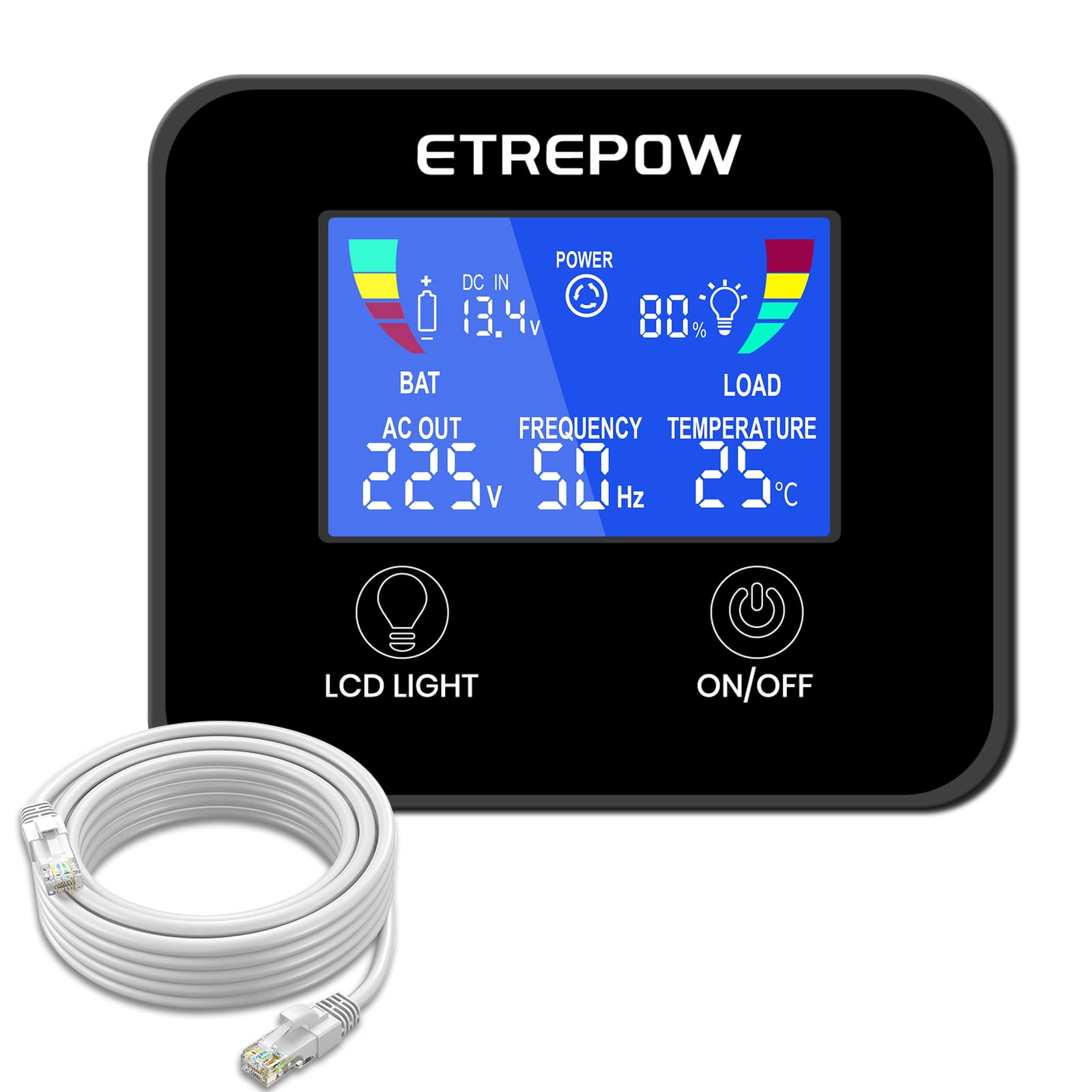 Télécommande Filaire 12V avec 5 m de câble pour onduleur Bleu 12V