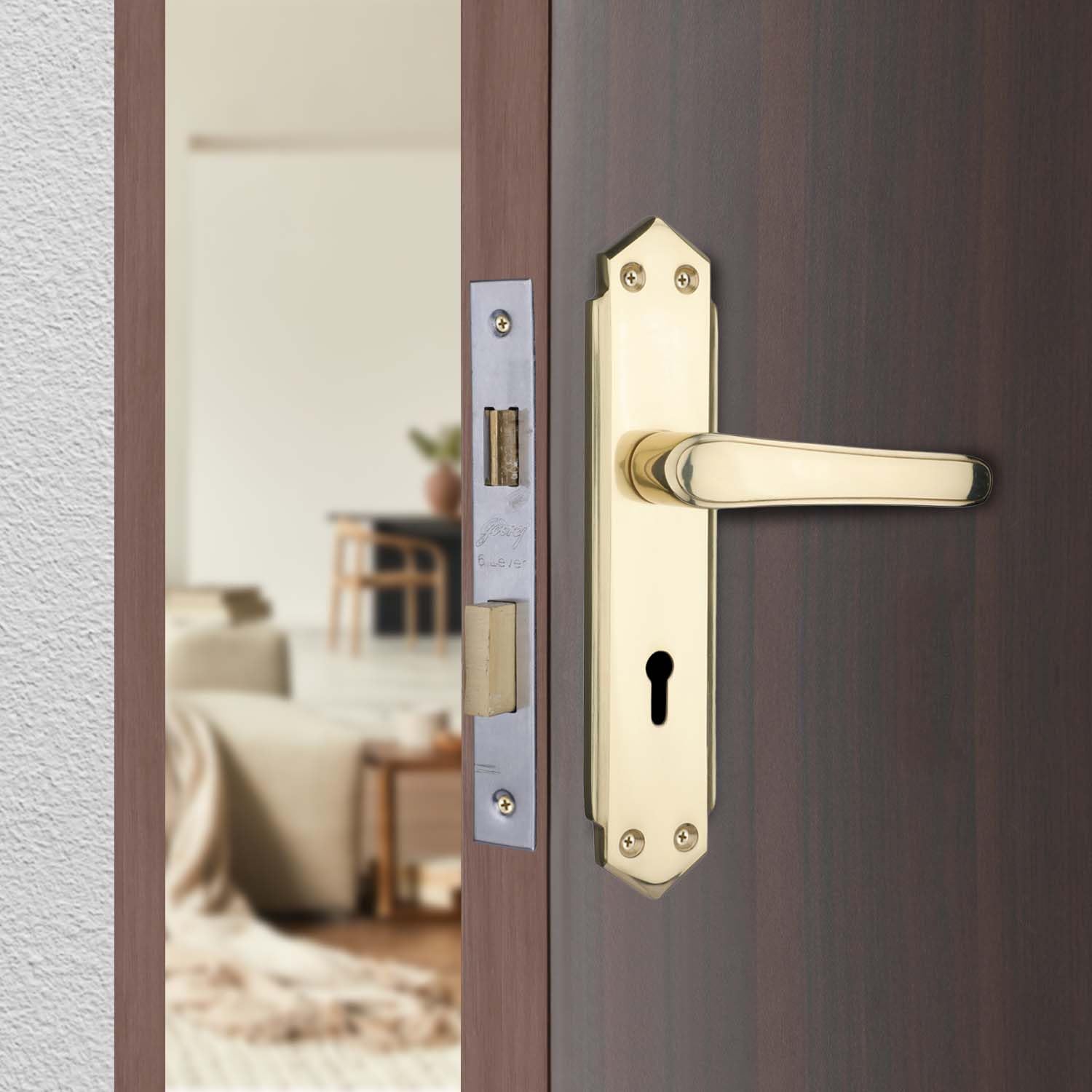 Godrej Mortise Door Lock Handle Set | 200mm Decor | 6-Lever Locking Mechanism | Reversible Latchbolt | Suitable for Left & Right Handed Doors (Brass Finish) (B016MMKOVY) Amazon Price History, Amazon Price Tracker