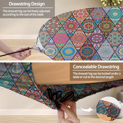 Fitted Round Tablecloth for 36-44" Tables Manteles Para Mesas Redondas Home Improvement Must Haves Summer Travel Camping RV Trailer Roadtrip Necessities Party Decorations for Adults Toddlers