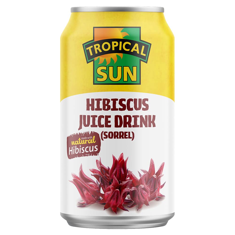 Tropical SunHibiscus Juice Drink Made with Natural Hibiscus (Sorrel), 330ml (Pack of 12)