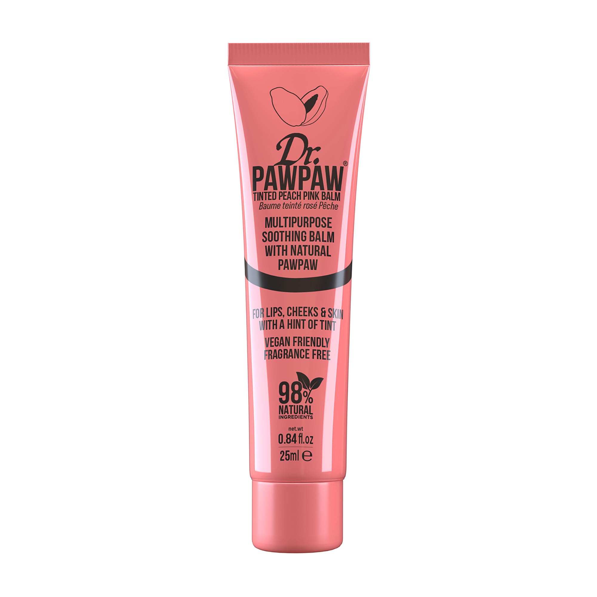 Dr. PawPaw Multipurpose Soothing Tinted Balm - Lip Balm for Lips, Cheeks, Eyes – Tinted Lip Balm - Lip Moisturizer with Pawpaw - Peach Pink - 0.84 oz