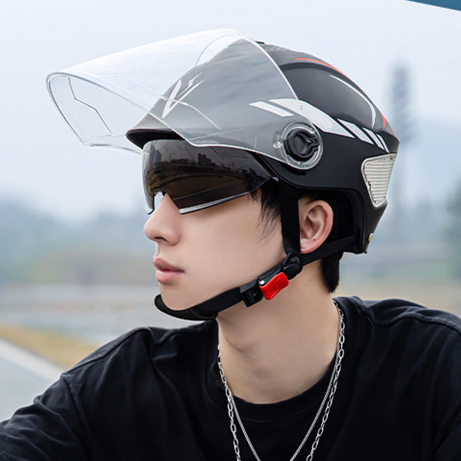Kaski motocyklowe, kask twardy dla dorosłych, 50-61 cm, pochłaniający pot wnętrze, aerodynamiczna konstrukcja wentylacyjna, regulowane dopasowanie do bezpiecznego nakrycia głowy, młodzieżowych