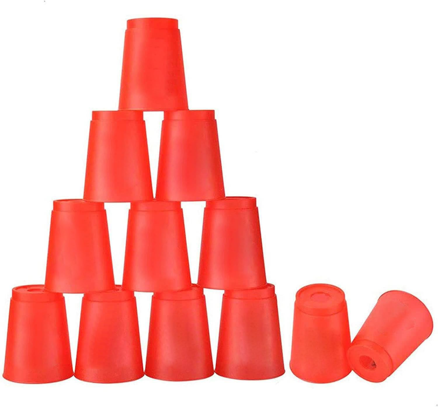 SEISSO Stack Cups, Stacking Cup Set Classic Speed Training Stack Game Toys for Boys Girls Kids Stacking Cups (12 Pack Red)