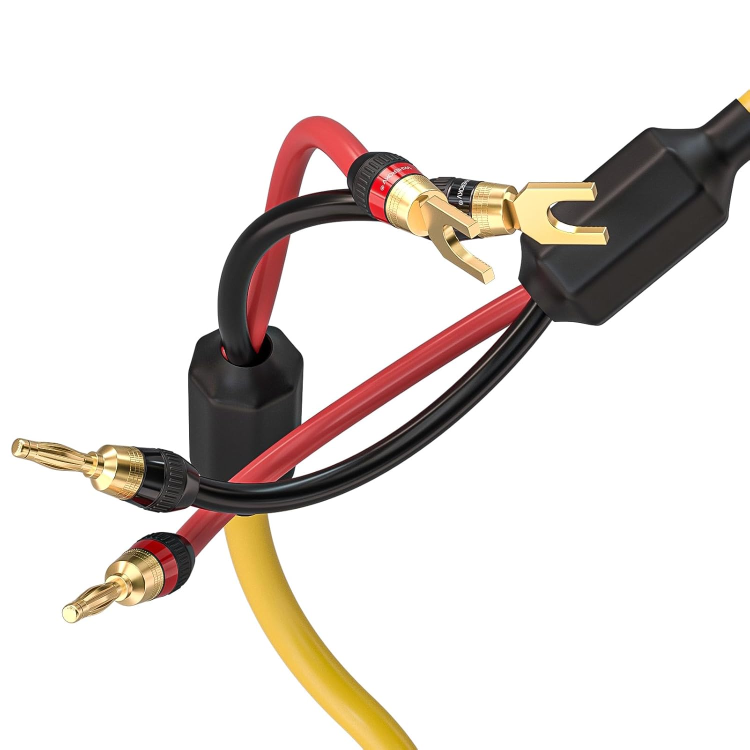 KK Cable YM-2C 10 Gauge（AWG） 1pair Set Speaker Wire 24k Gold Plated Copper connectors, 5N OFC((99.999% Oxygen Free Copper Wire) with Magnetic Field Ring. YM-2C (1.5M(4.9ft), by)