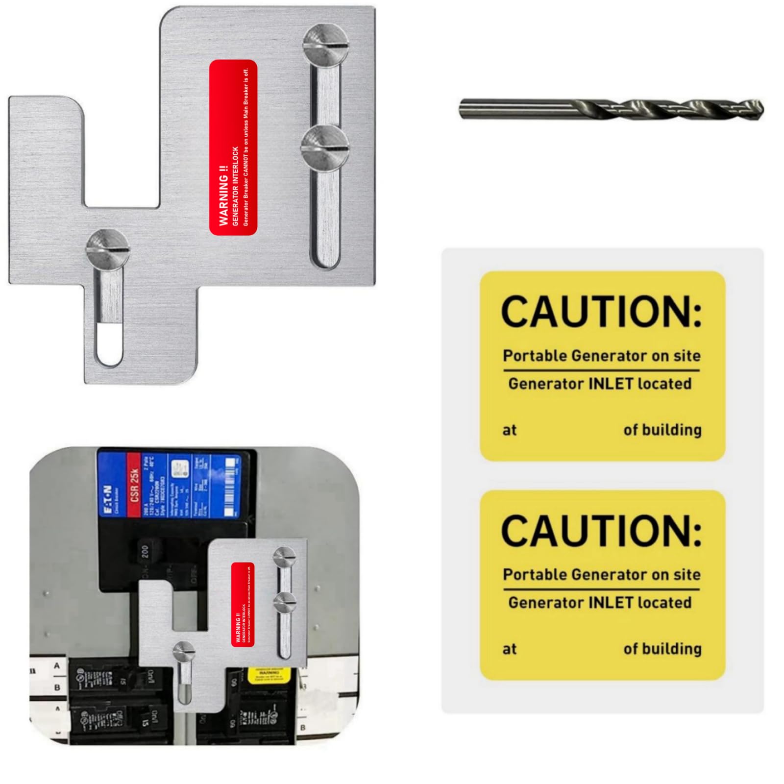Generator Interlock Kit Compatible with Eaton Cutler Hammer BR Series 150 and 200 amp Panels,1 1/4-1 7/16 inches Spacing Between Main and Branch