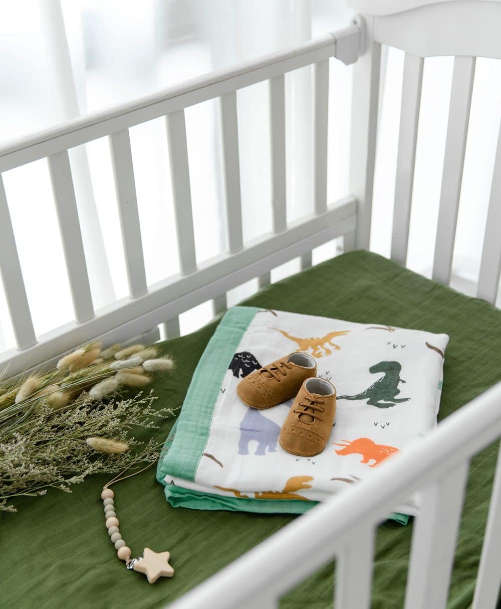 Little Jump Dinosaur Muslin Blanket Baby Quilt - Silky Soft and Breathable Crib Blanket for Daycare - Large 47" x 47" - 2 Layers Toddler Summer Blankets for Boys (Dinosaur) - Image 7