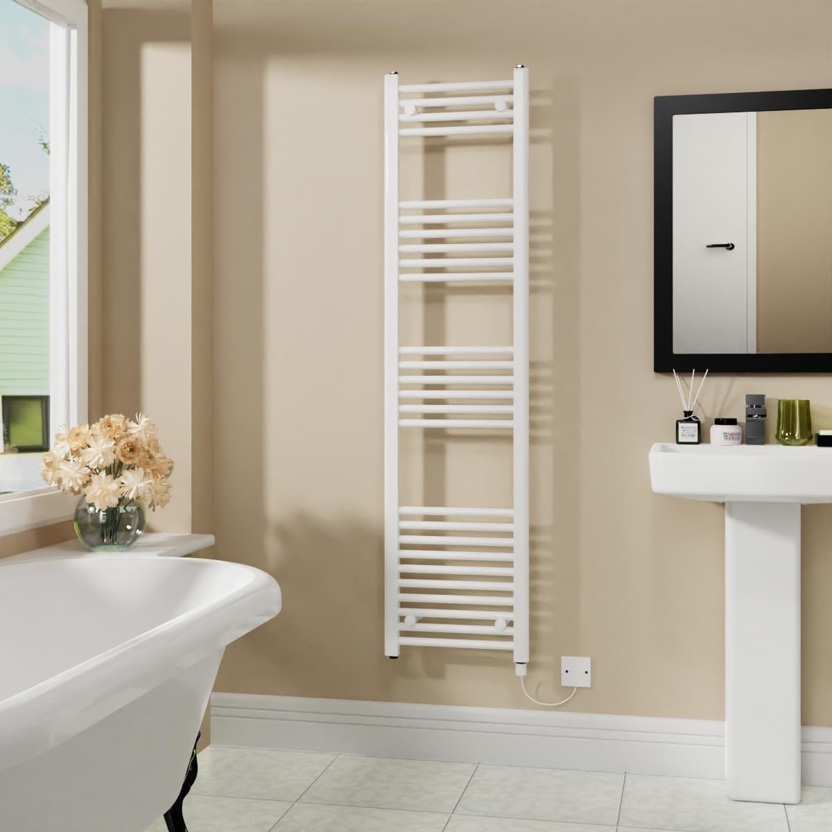 Warmehaus 800W Electric Heated Towel Rail Radiator White - 1600x400mm