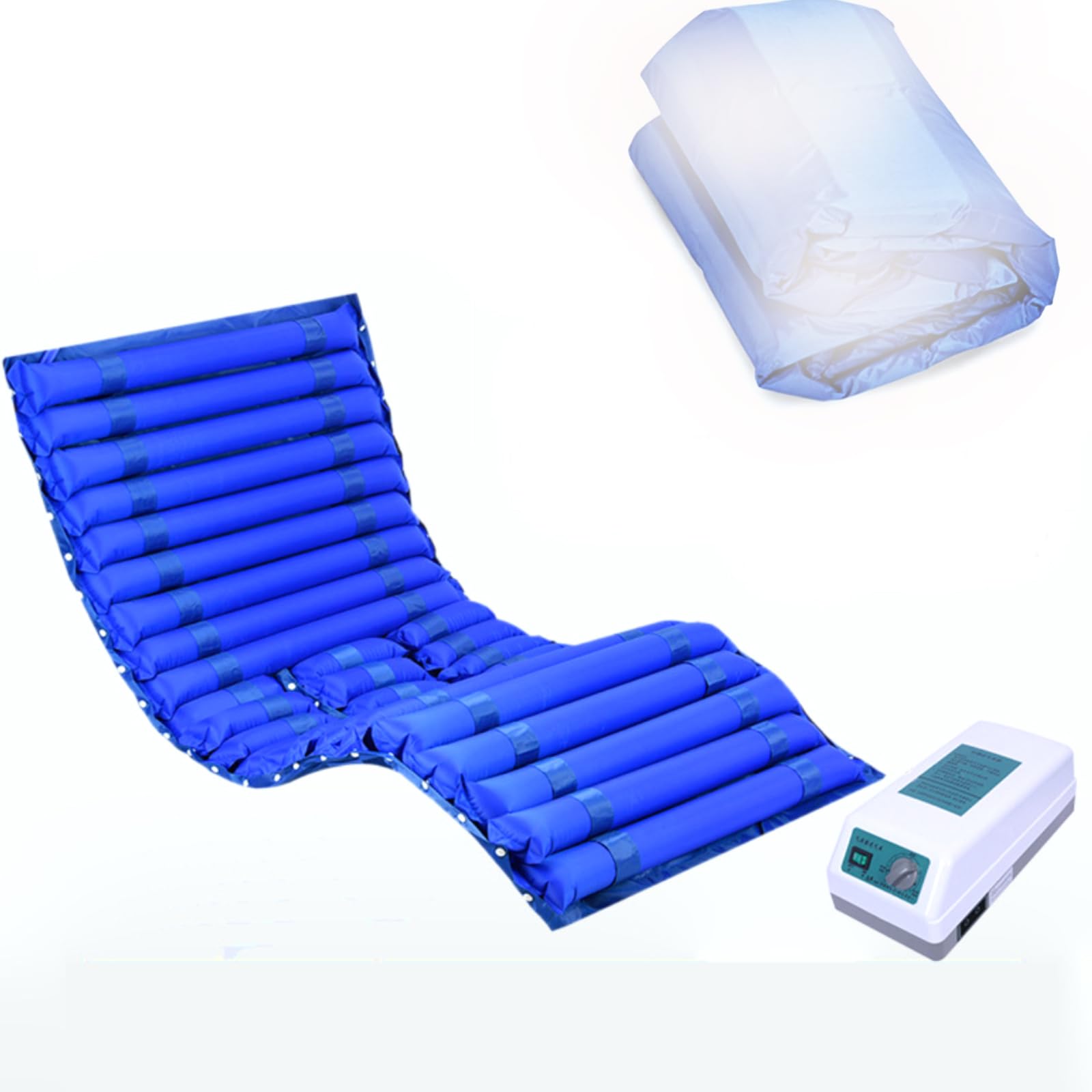 MObyat Materasso A Pressione Alternata 200x90x8 Cm, Materasso Antidecubito Traspirante con Foro per WC, 22 Celle Daria Indipendenti, Pompa A Pressione Variabile Ultra Silenziosa, Ideale per Famiglie