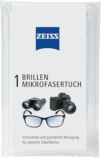 ZEISS Ściereczka z mikrofibry do czyszczenia na sucho lub w połączeniu z sprayami do czyszczenia okularów, nadaje się do prania w pralce, idealna do okularów, smartfonów, tabletów lub wyświetlaczy LCD