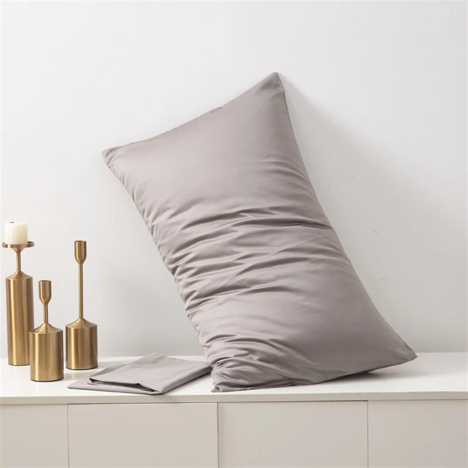 Satin Kissenbezug,Satin Kopfkissenbezug Baumwoll-Kissenbezug, einfarbig, for Zuhause, Hotel, Bettwäsche, Kissenbezug, kurzer Stil (Color : 4, Size : 70x70cm 2pcs)