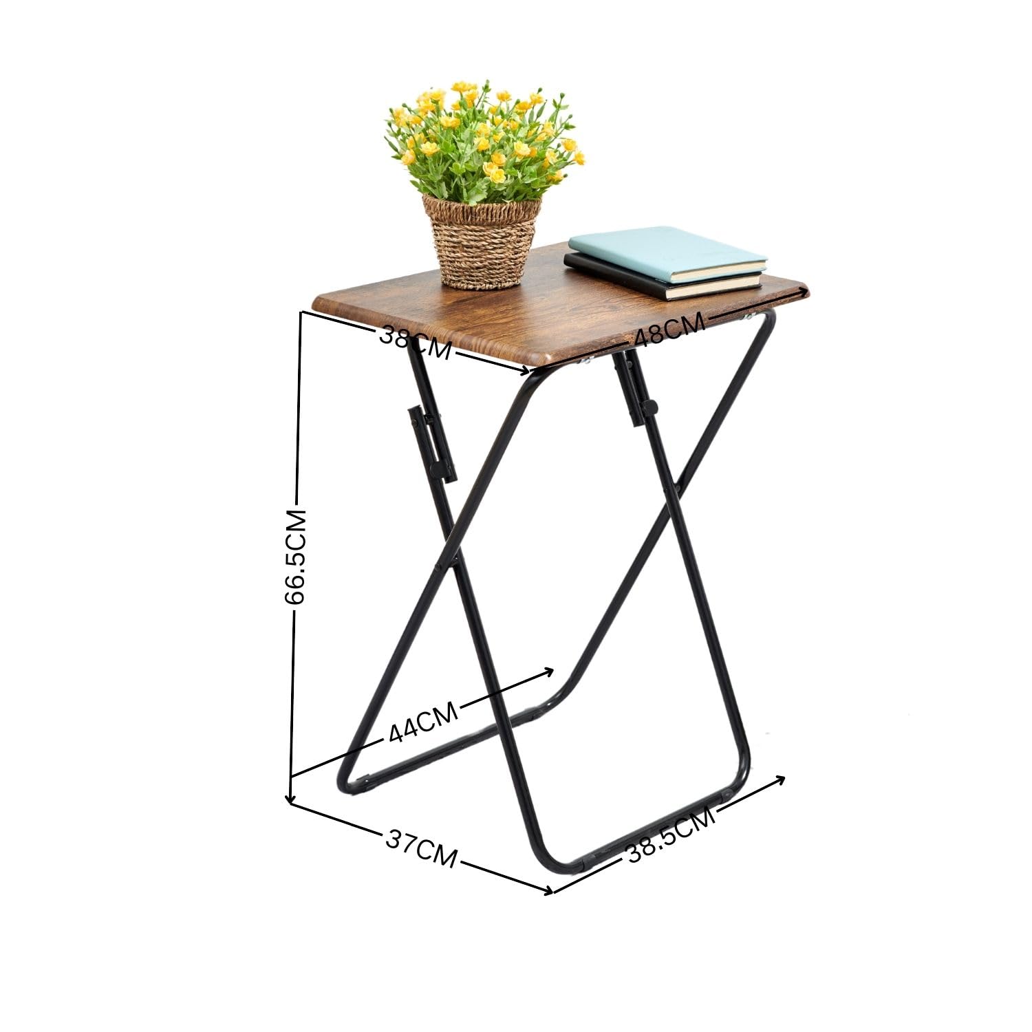 FurnitureR - Juego de 2 Soportes Plegables, MDF y Metal, Apto para sofá, mesita de Noche, Mesa de Plantas de balcón, Iron, Vintage marrón, 48 x 38 x 66 cm