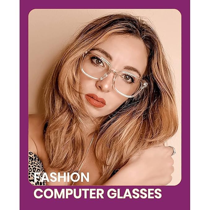 Image of Blue Light Blocking Glasses Gaming Filter Transparent Square Eyeglasses for Eye Protection Men Women, Computer /Tablet /Laptop /Mobile /TV, Anti-blue & Anti eyestrain (Clear White)