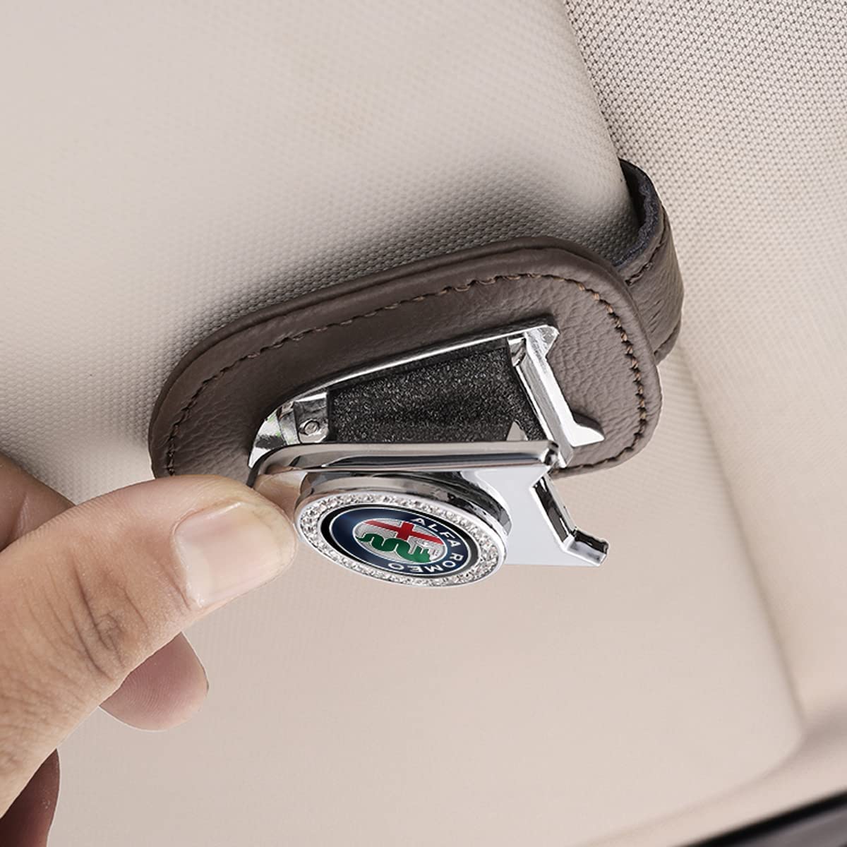 Porta Occhiali Per Auto Alfa Romeo - Custodia In Pelle Da Visiera, Design Magnetica - Foto 11