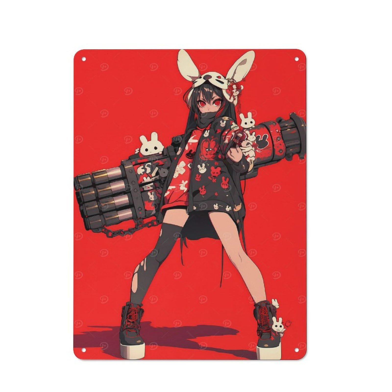 Junmoney Style-15 Retro Cyber Bunny Enforcer Metal Gift Sign 40X30cm, Home Wall Decor For Flat, Dorm Room, Lounge Or Cafe