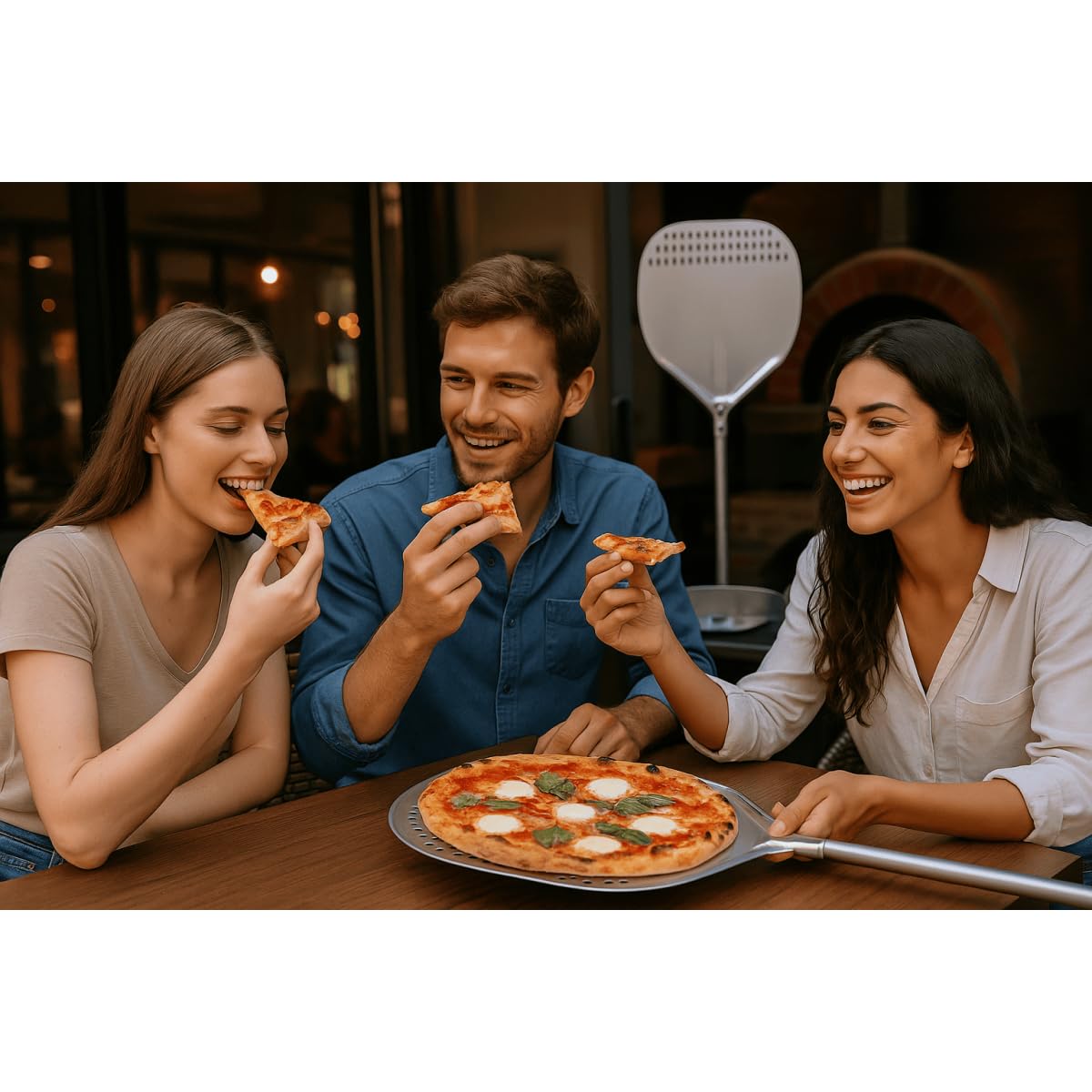 INTEC - Paletta per pizza rotonda alluminio alimentare spatola Ø36 cm manico 65-120 cm qualità professionale