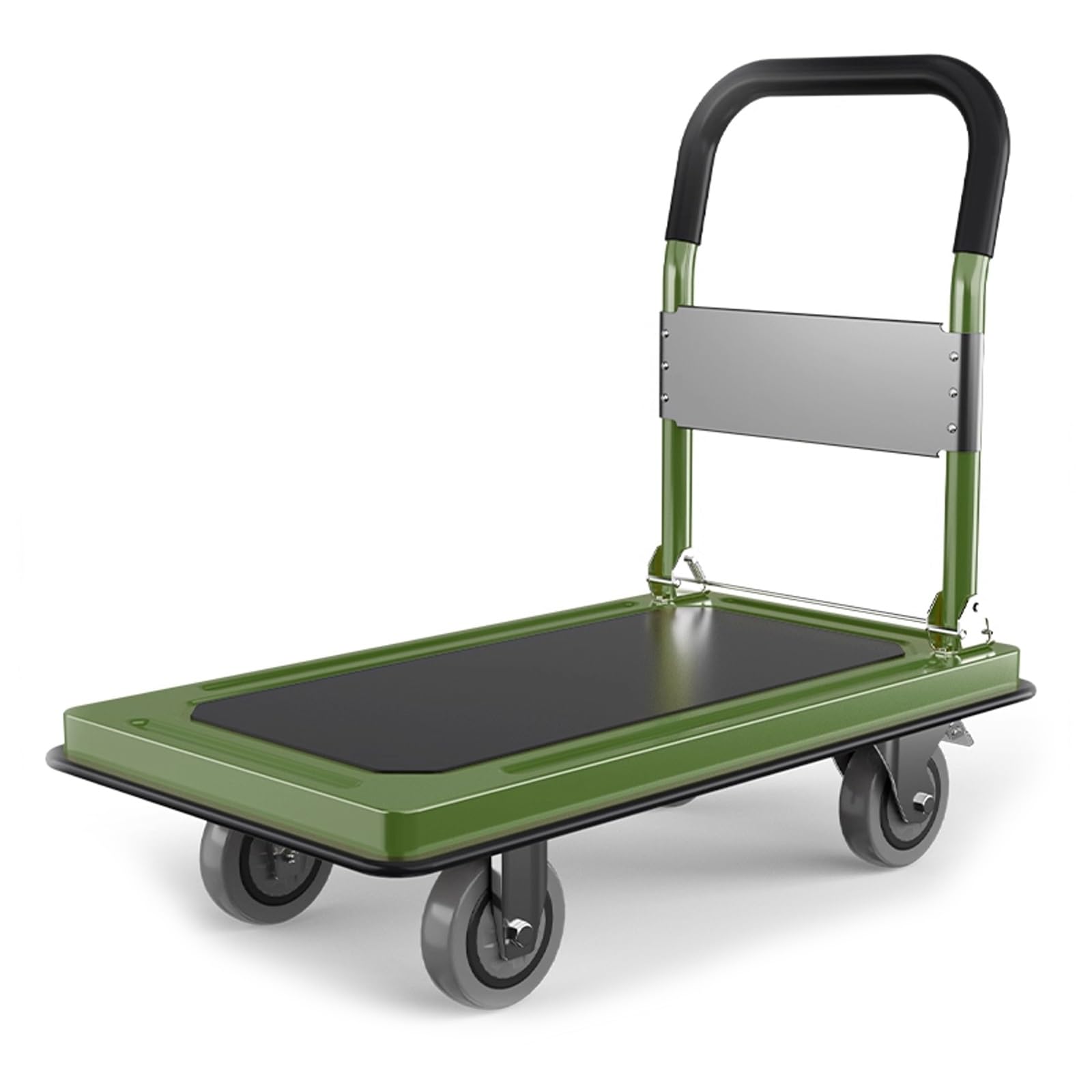 Carrello pieghevole a spinta, carrello resistente con ruote girevoli, carrello multiuso portatile per magazzino, garage, ufficio