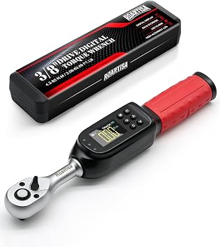 Digital Torque Wrench 3/8 Drive, 2% High Accuracy Measure Digital Torque Wrench with Buzzer and LED Flash Notification, 5 Units and 8 Memory Presets 3.09-62.69 Ft. Lb/ 4.2-85 N.m