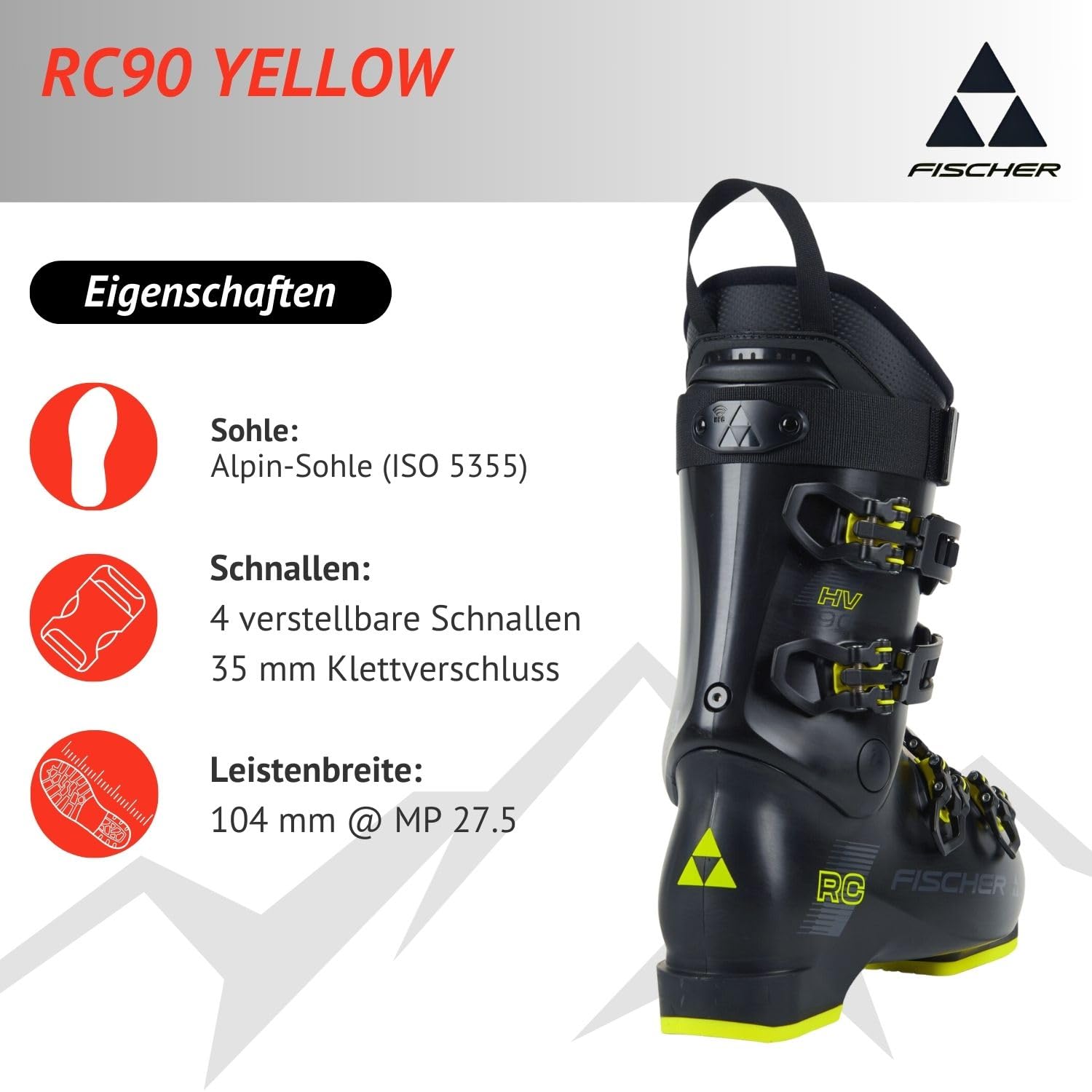 Fischer RC 90 Yellow Black - - 28,5