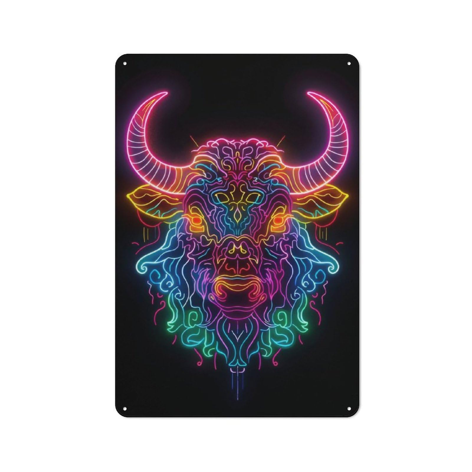 Junmoney Neon Yak Animal Rustic Tin Sign 30X20cm Featuring For Garage Or Workshop, For Updating Garage And Workshop After Moving