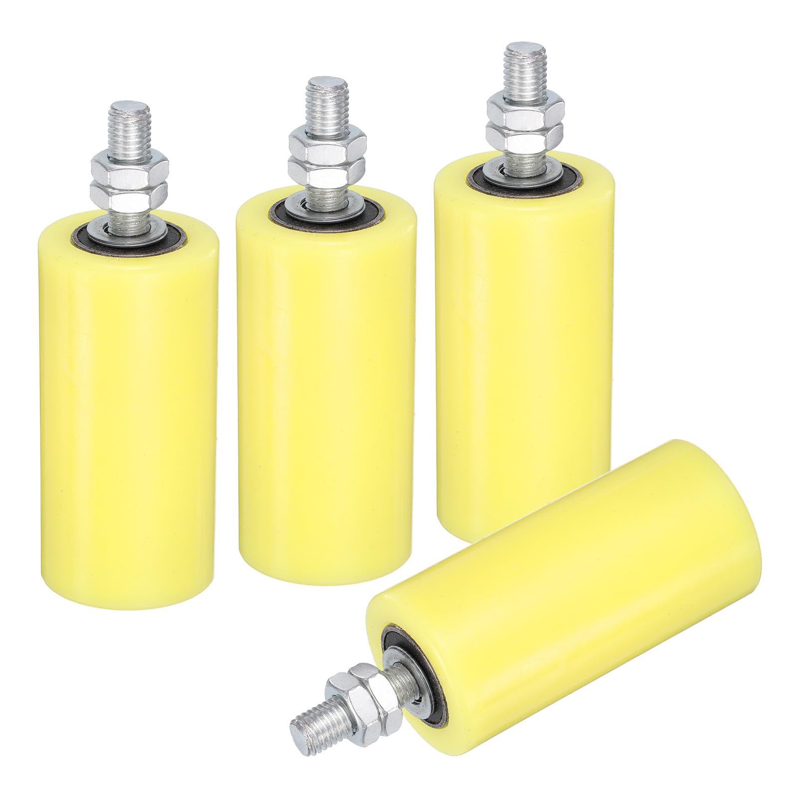 QUARKZMAN 4Pcs Rulli Guida Per Cancelli Scorrevoli, 5" Rulli In Nylon Kit Supporto Cancello, Cuscinetto A Sfere Sigillato Universale Per Guide Cancelli Scorrevoli, Giallo