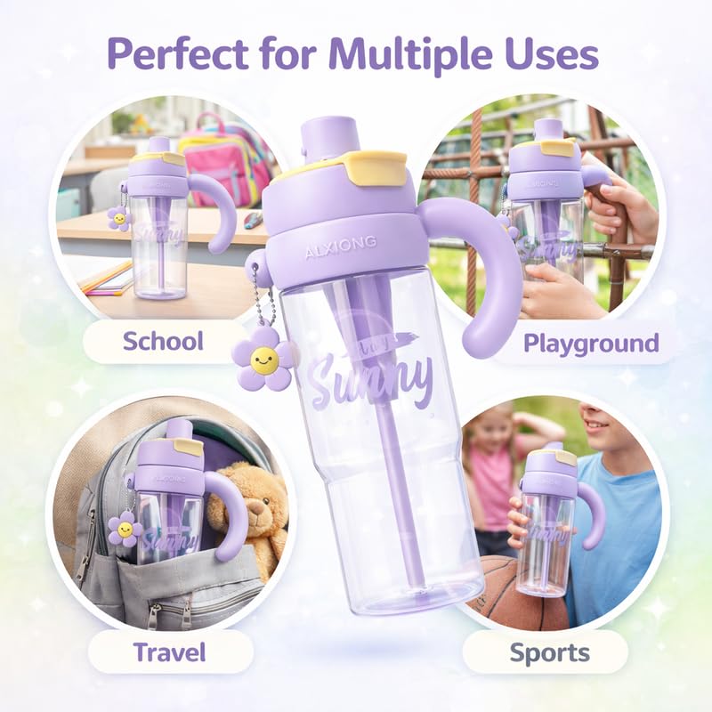 Image of Raawan 1200ml BPA-Free Kids Water Bottle with Anti-Leak Sipper Cap | Lightweight & Stylish Light Purple | Perfect for School Girls & Kids
