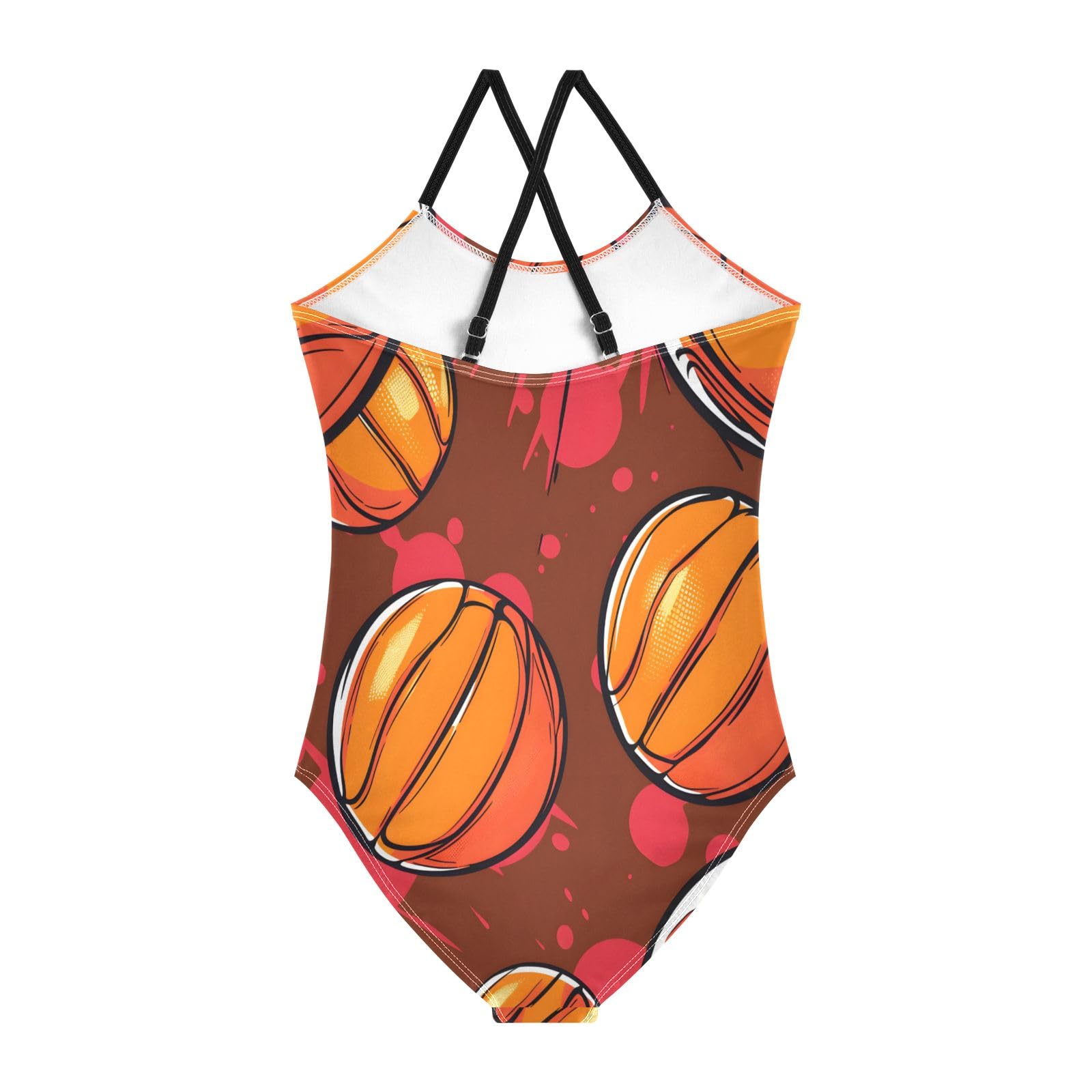 Basketball Red Girls One-Piece Swimsuit Beach Bathing Suit