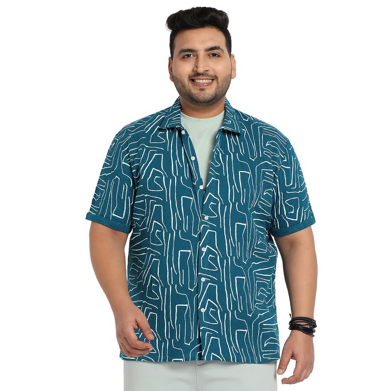 Image of Instafab Plus Men's Shirt for Casual Wear | Spread Collar | Plus-Size Fit | Long Sleeve | Button Closure | Cotton Shirt Crafted with Comfort Fit for Everyday Wear