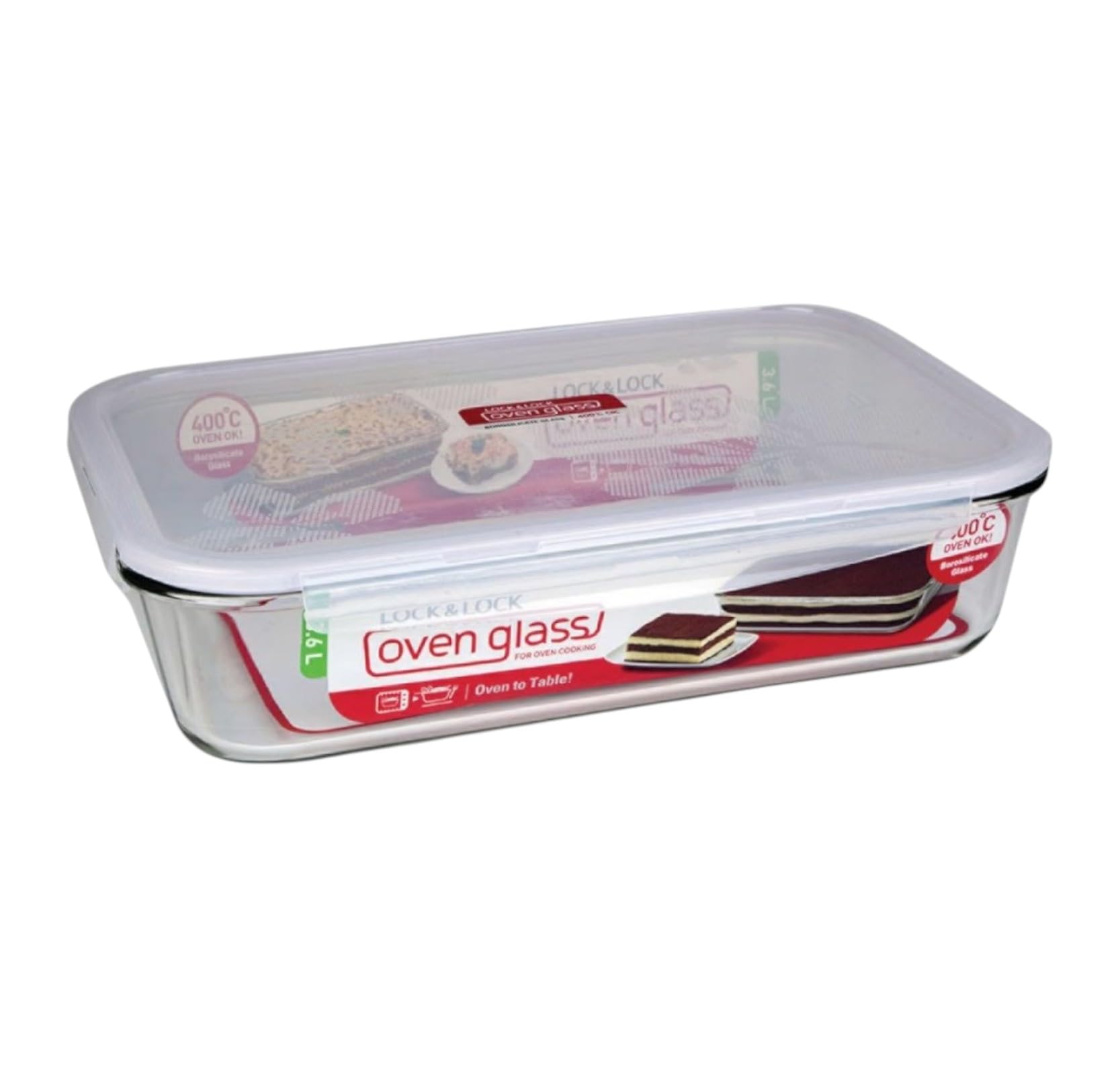 Locknlock Llg472 Oven Safe, Bpa Free, 100% Airtight, Baking Dish, Food Storage Container With Lid, Clear, W 13.0 X H 3.0 L 9.0 Inch, 15.21-Cup, Rectangular, Borosilicate Glass