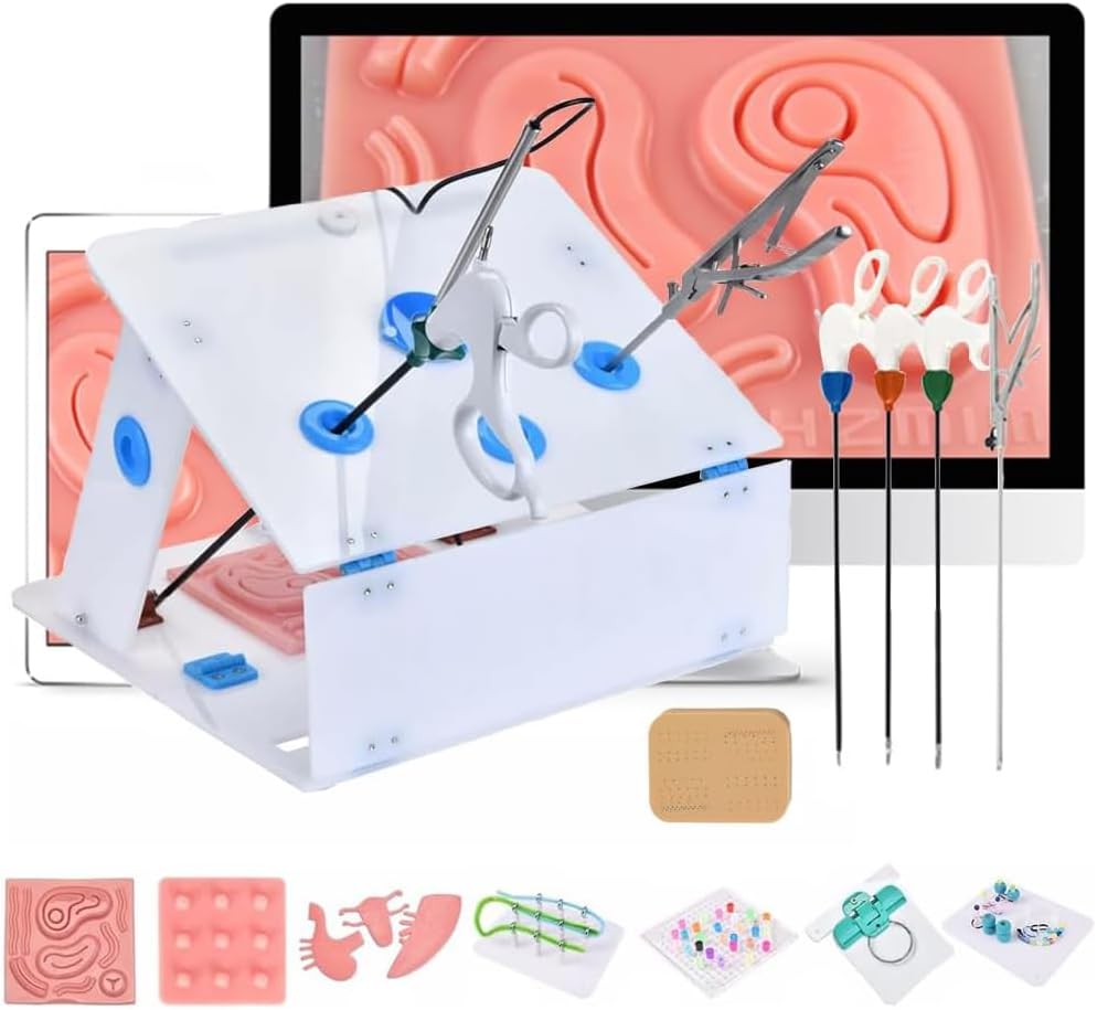 Laparoscopic Trainer Laparoscopic Simulator Kit Surgery Simulator with Endoscope 4 Surgical Simulation Instruments 10 Training Modules to Enhance Practical Surgery Experience