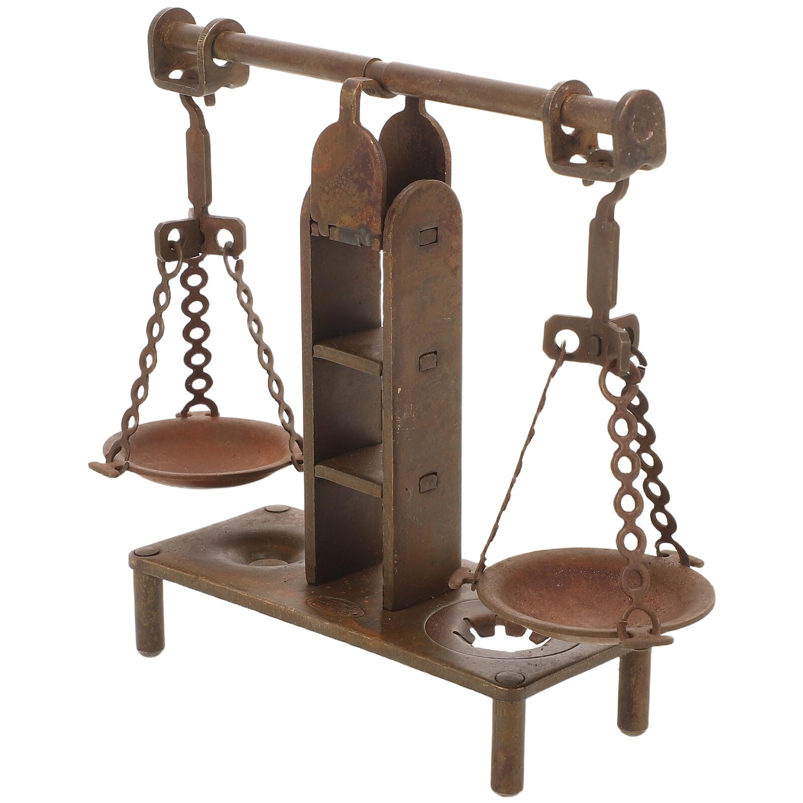 Figurine décorative balance en laiton avec finitions antiques pour ornement de table