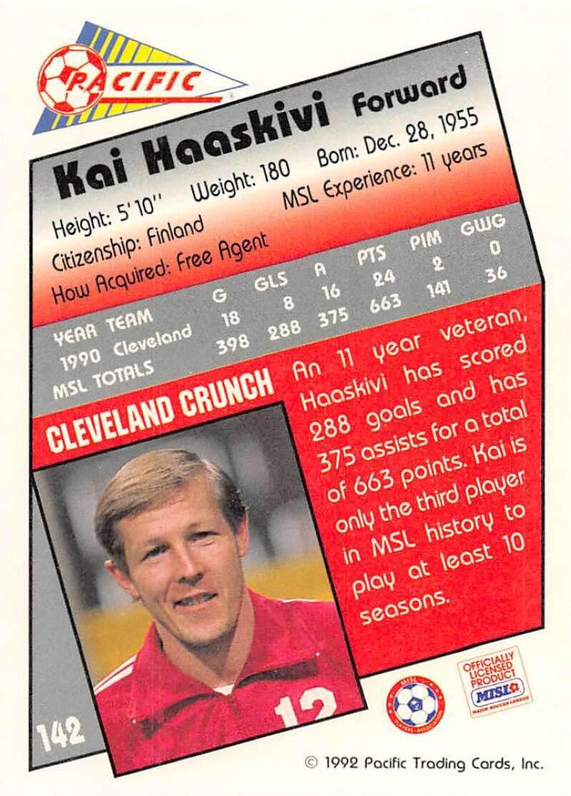Amazon.com: 1991-92 Pacific MSL Soccer #142 Kai Haaskivi Cleveland