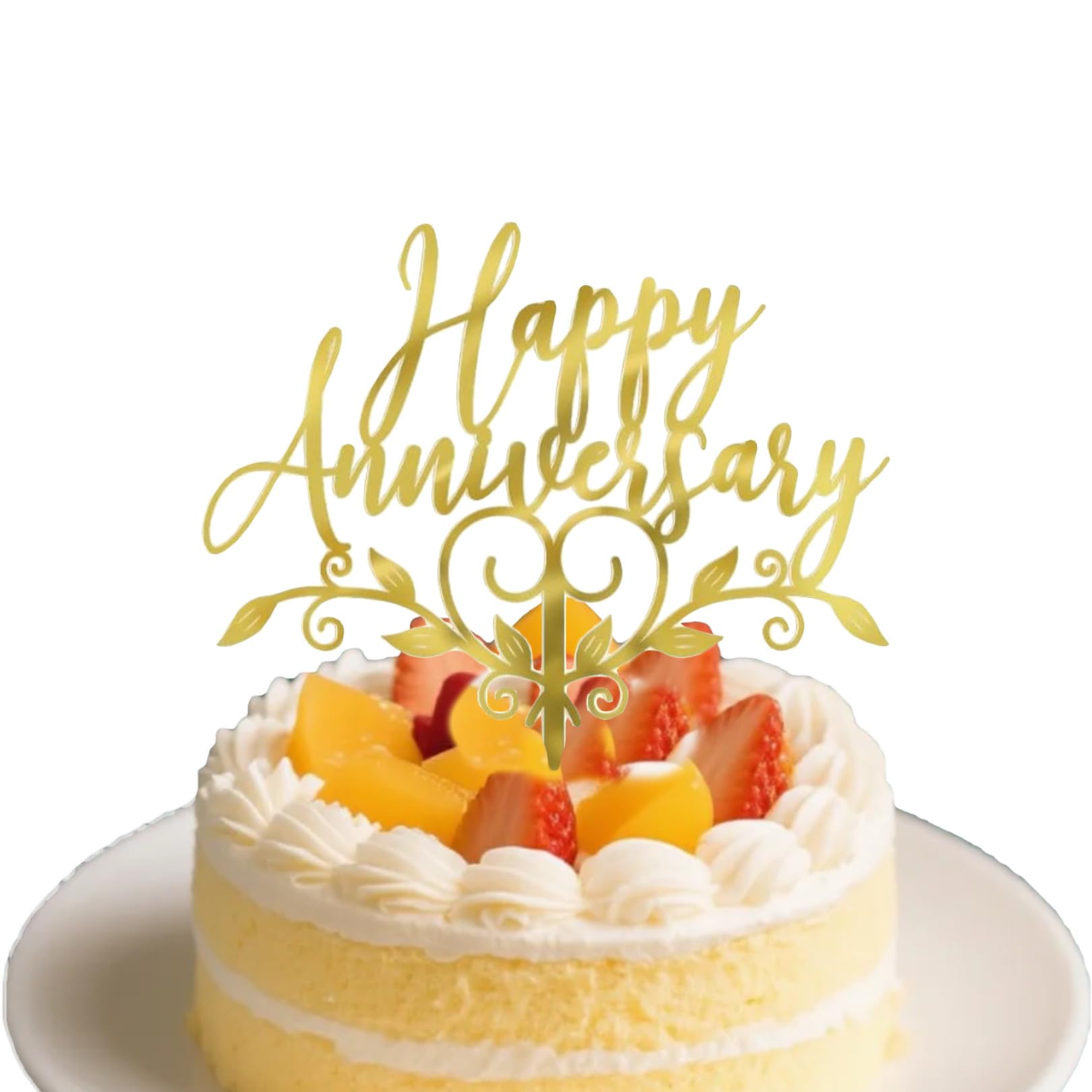 Gold Acrylic 'Happy Anniversary' Cake Topper – Reusable Party Decoration For Weddings, Birthdays, Company Events
