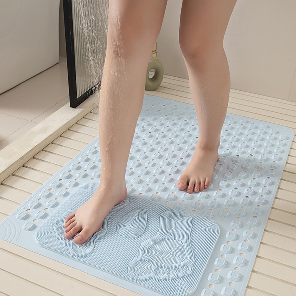 Sicherheit Antirutschmatte Für Dusche Mit Ablauflöchern, Weich-PVC Duschmatte rutschfest Mit Saugnäpfen, Robust Massage Badematte Für Nassbereiche -Schnell Trocknend,E,58x88cm/23x35in