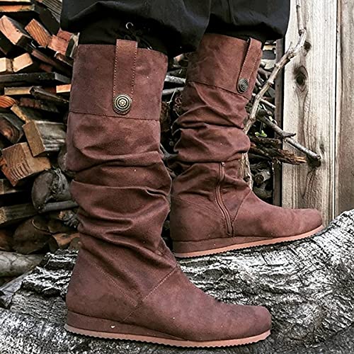 PU Leder Vintage Mittelalter Stiefeletten Seitlicher Reißverschluss Viktorianische Renaissance Piraten Kostüm Stiefel Schuhe, Unisex Cover