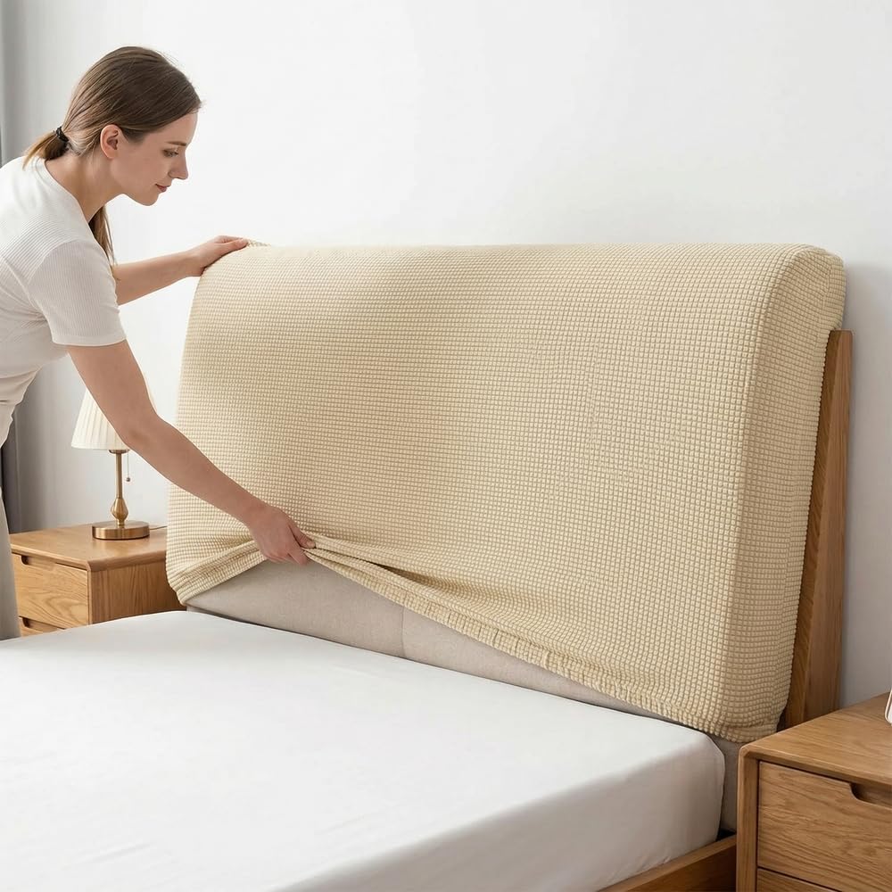Kopfteil für Bet Kopfteilbezug staubdicht,Kopfteilbezug staubdicht Nicht verblassen Waschbar Schrumpft Nicht Staubschutz am Bett für Beige 180cm,Geeignet für 170-190cm Kopfteil