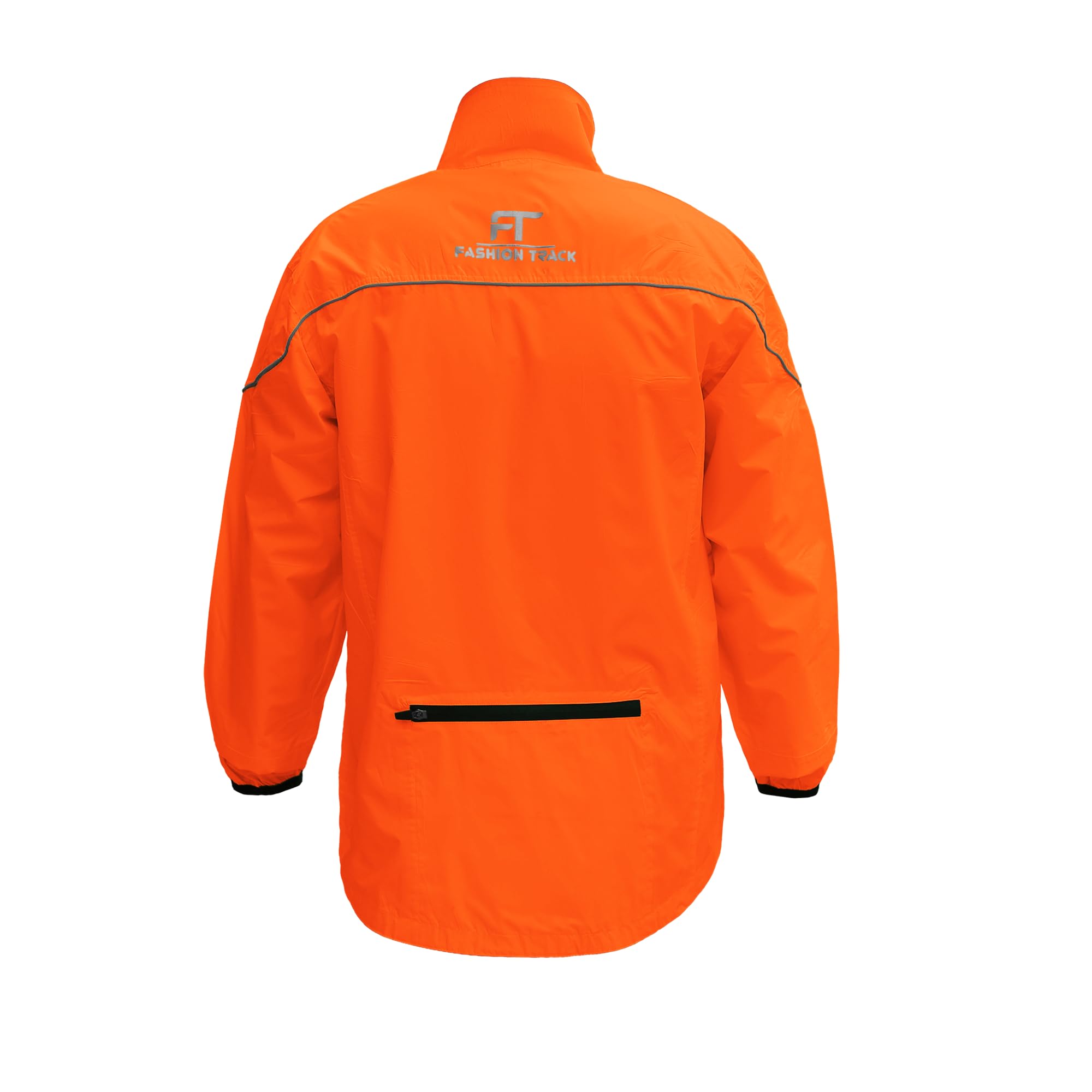 FT Fashion Track Veste de pluie imperméable pour homme, haute visibilité, légère, coupe-vent et réfléchissante avec poche arrière