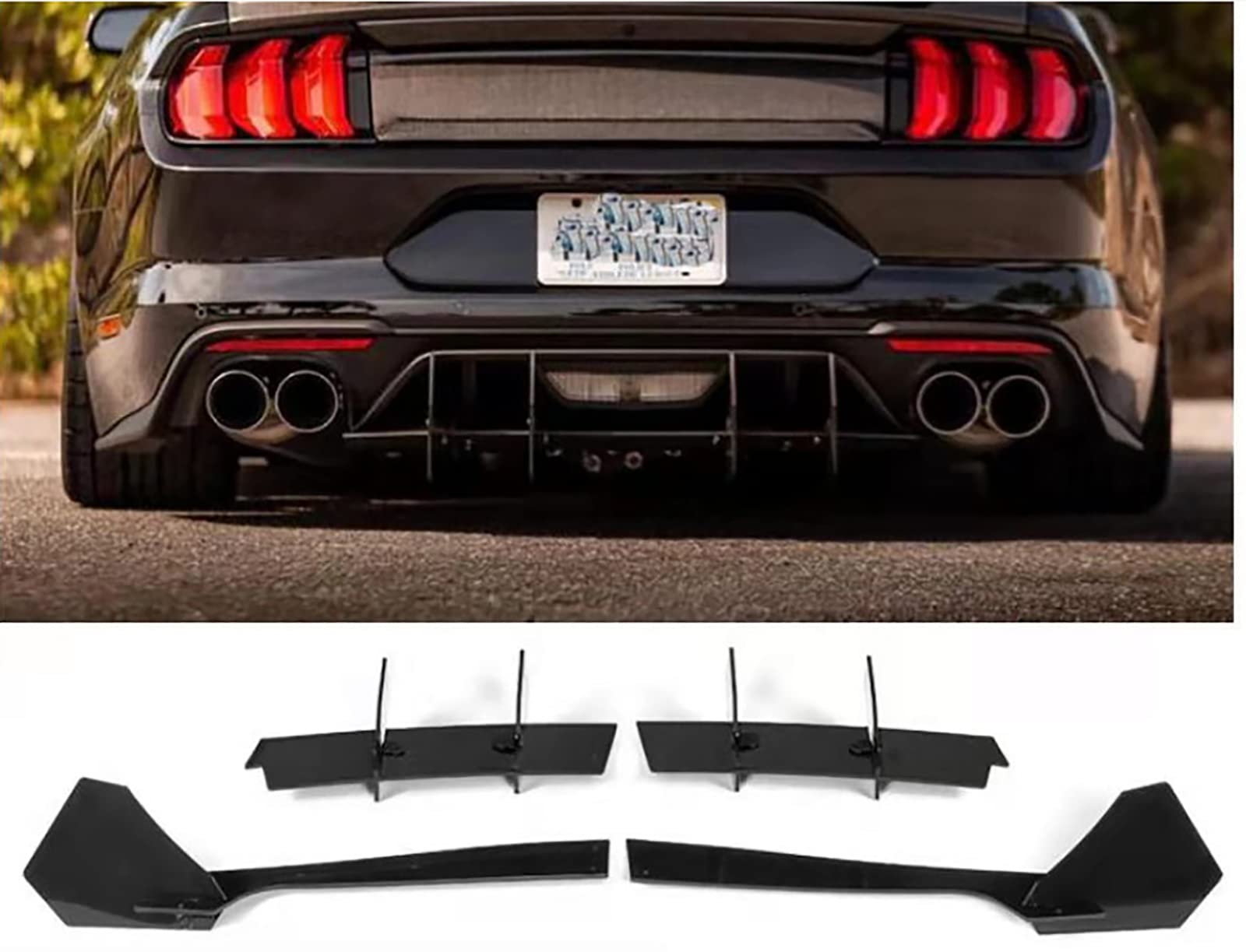 Compatible con Ford Mustang 2018-2021, Alerón de Parachoques Trasero, Difusor Divisor, Labio Difusor