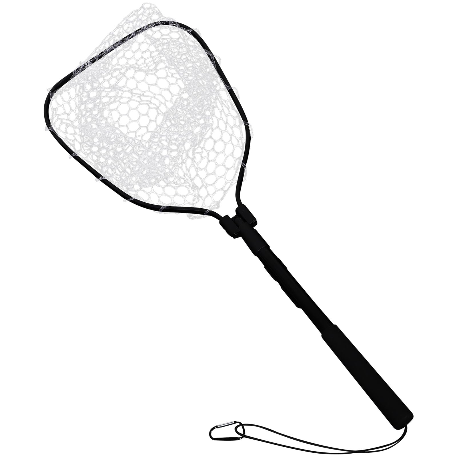 ORFOFE Red y Portátil de Pesca de Silicona con Malla Fina Plegable y Mango de Aleación de Aluminio Resistente para Pesca al Aire Libre y Camping