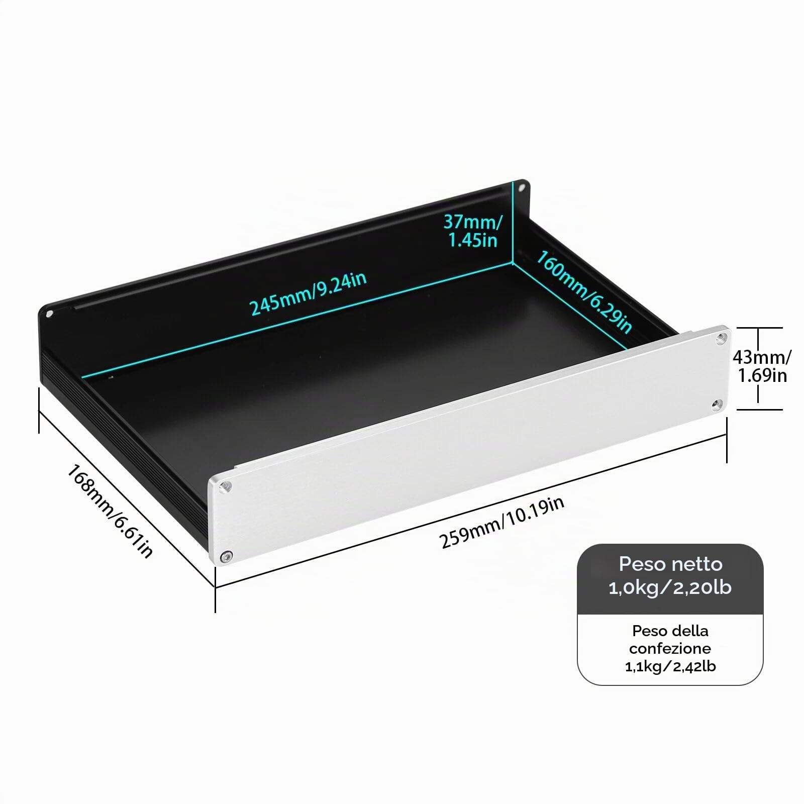 Alloggiamento in alluminio per amplificatore fai da te DAC Home Amplifier Chassis Box, controller scatola in alluminio, alloggiamento elettronico per progetto PCB, tipo diviso, alloggiamento fai da te