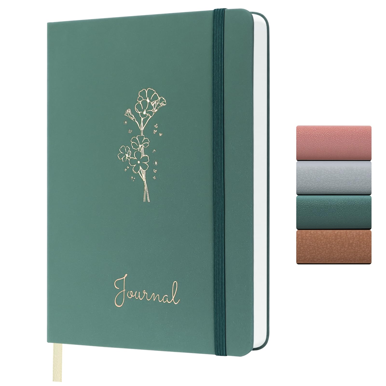 BIHIYII A5 Journal Notebook, 192 Pages A5 Notebook, Hardcover Leather Lined Note Book, 100gsm Lined Paper Journal for Women Men, Notepad for Diary, Office, School, Travel, Writing, 14.5 x 21cm (Green)