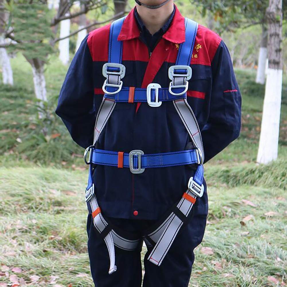 SwaYve Cinturón de Seguridad para Trabajos Aéreos, Arnés de Seguridad de Cuerpo Completo, Cinturón de Seguridad de Cinco Puntos Seguridad en la Construcción Protección Contra Caídas para Montañismo, E