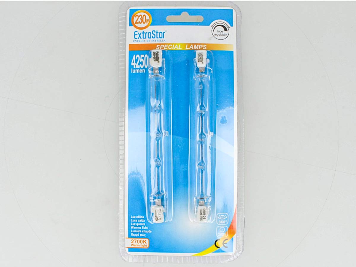 Lampadina Alogena R7s 400W - 4 Pezzi, 118mm, Luce Bianca Calda 2700K, Dimmerabile, 230V