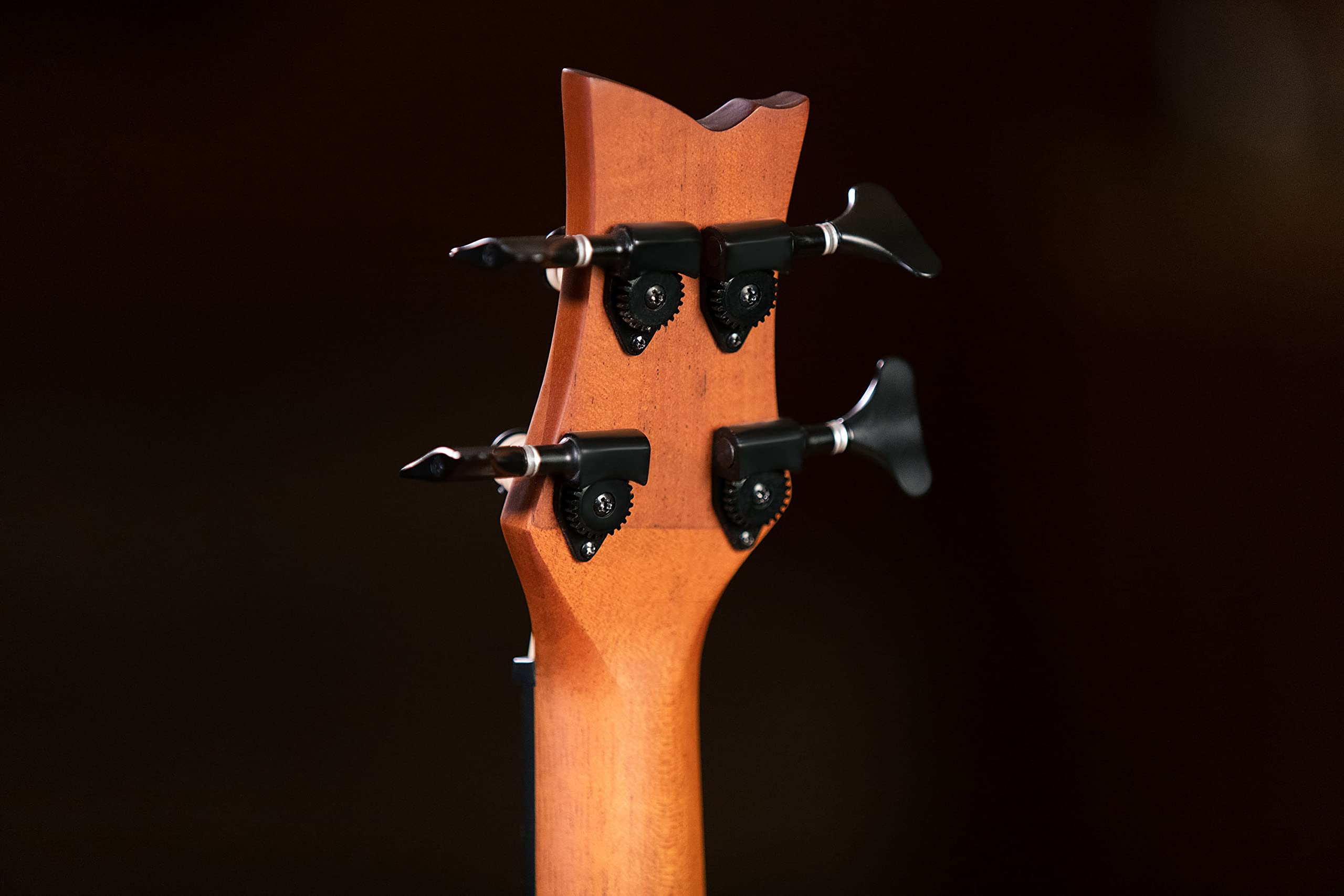 Ortega Guitars Bass Ukulele Elektro-Akustisch – Long Scale, ohne Bundstäbchen – Lizard Series – Inklusive Gig Bag – Massives Mahagoni, Natur (LIZZY-PRO)