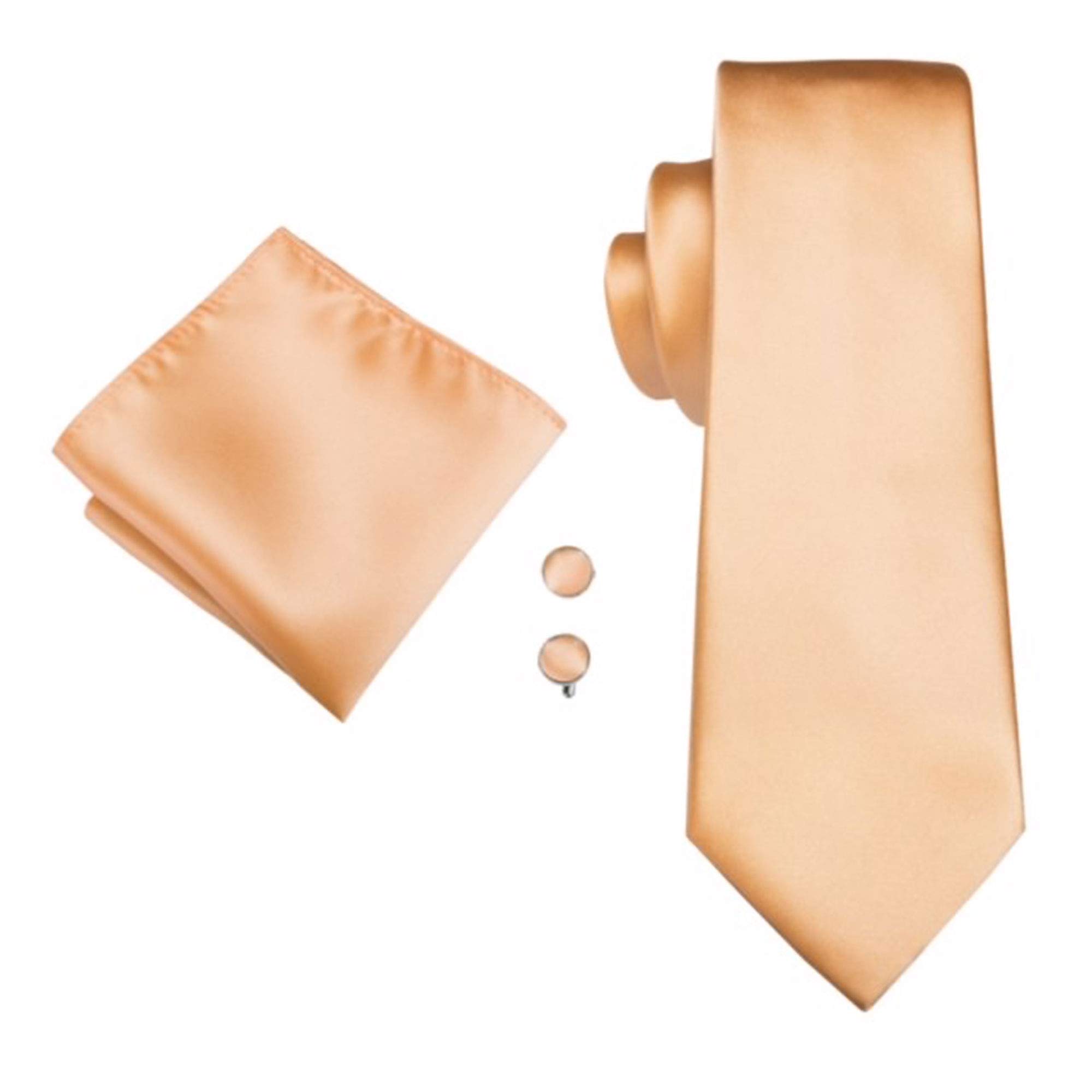 Jenson Samuel Men's Pastel Orange Formal Paisley Striped Floral 100% Silk Woven Neck Tie, Pocket Square Hanky Cufflink Set (Pastel Orange)