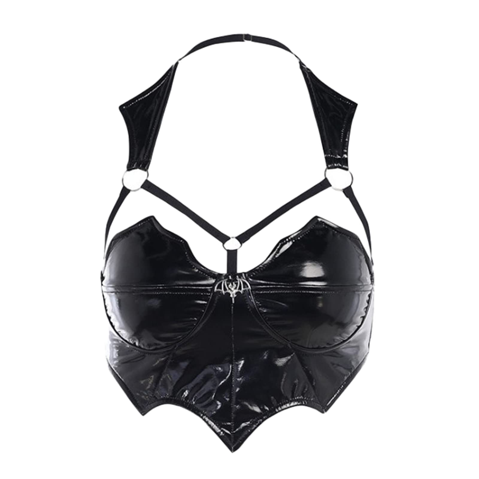 Women Crop Tops Sexy Costume Punk Style Camisole,Black,M