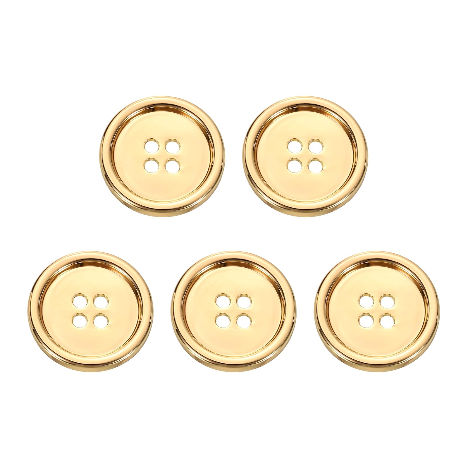 sourcing map 5pcs Metal Button 23mm (0.91") 4 Holes Alloy Round Buttons Craft Sewing Accessories for Clothing DIY Crafts Decoration, Gold