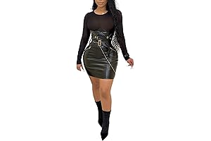 Black Outfits for Women Sexy - Women Sexy Faux Leather Mini Dress